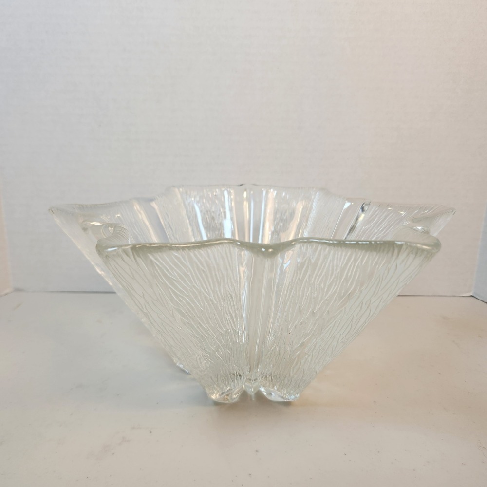 Walther Glas Pierre D'avesn for Daum Art Deco Star Shape Bark Glass 11" Bowl MCM